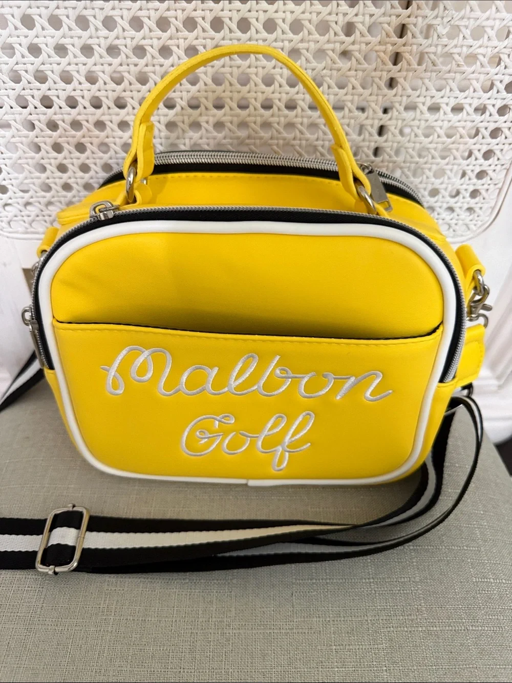 MalbonYellow Crossbody Bag with Golf Logo Graphic